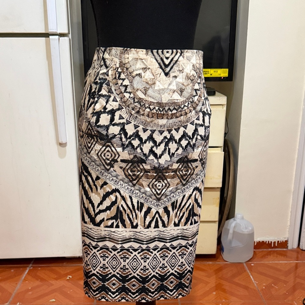 Elegant Tribal Print Pencil Skirt. It’s not a pencil
Skirt lined